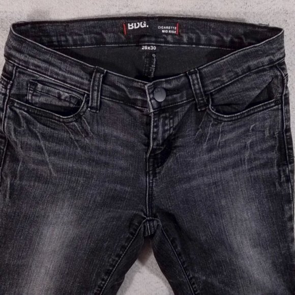 BDG 26x30 Cigarette Mid Rise Black Dark Gray Jeans - Picture 2 of 8